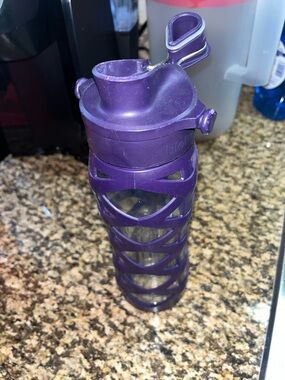 Purple Glass Water Bottle with Protective Silicone Sleeve